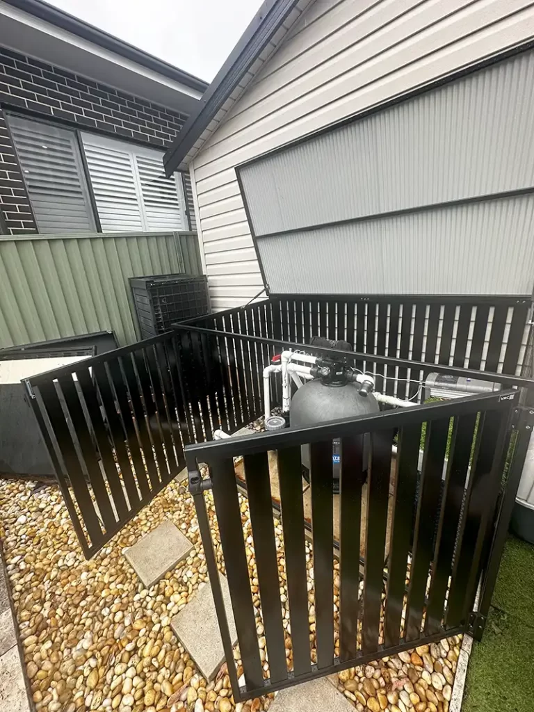 pool pump filter in enclosure